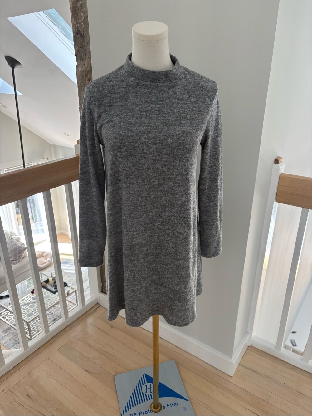 Forever 21 Heather Gray Mock Neck Knit Mini Dress